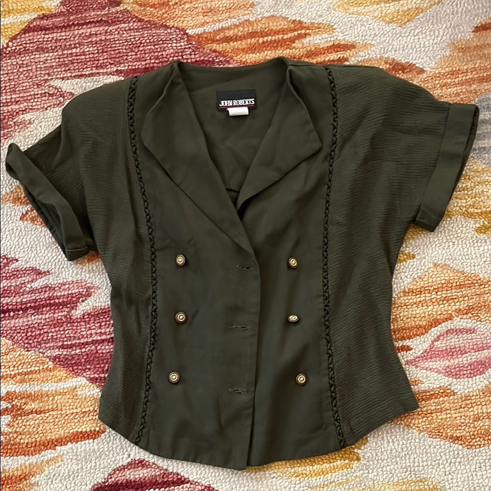Dark Green Button Up Top